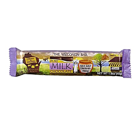 1.6 oz The Wisconsin Bar Milk Chocolate Sea Salt Caramel Filling Candy Bar