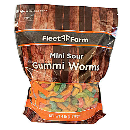 4 lb Mini Sour Gummi Worms Chewy Candy