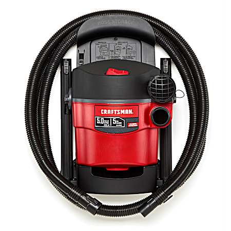 5 gal Wall-Mounted Wet/Dry Shop Vacuum w/ Attachments