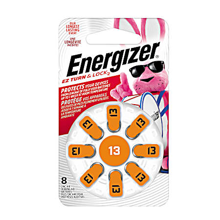Hearing Aid Batteries Size 13 Orange Tab - 8 Pk