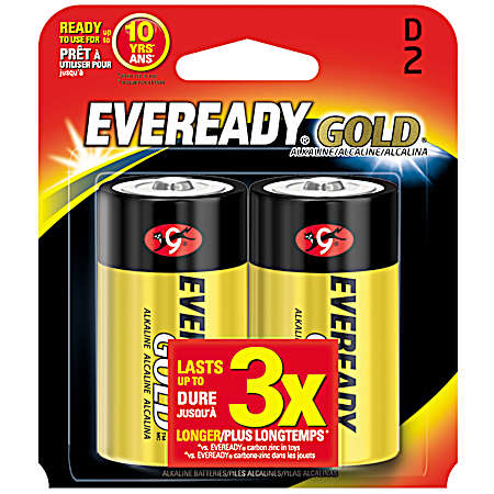 Gold D Alkaline Batteries - 2 Pk.