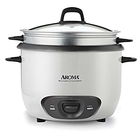 Aroma Housewares 6-Cup (Cooked) (3-Cup Uncooked) Pot Style Rice Cooker and Food Steamer (ARC-743-1NG), White