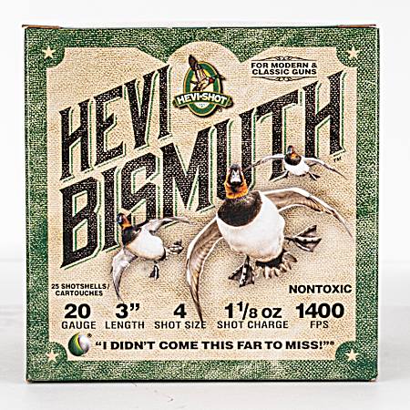 20 Gauge HEVI-Bismuth 3'' 4 Shot Waterfowl Shotshells - 25 Rounds
