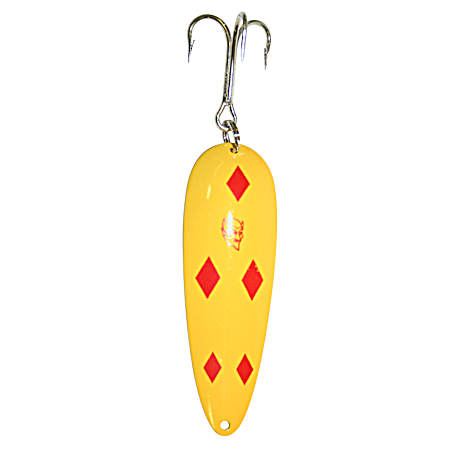 Dardevle Spoon - Yellow/Red Diamond  Brass Back