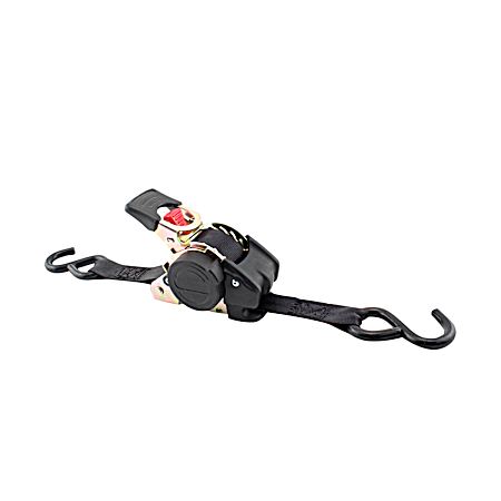 10 ft Black Re-Tractable Ratchet Tie-Down Straps - 2 Pk