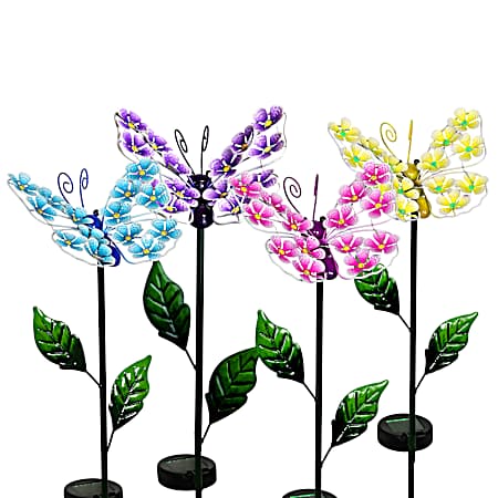 Solar Butterfly Metal Garden Stake - Assorted