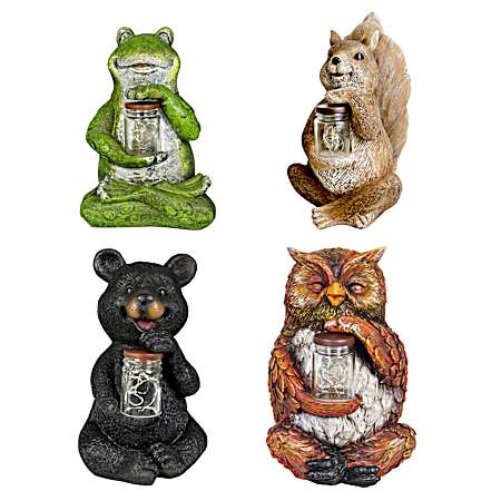 Solar Animal w/ Firefly Jar Garden Statue - Assorted