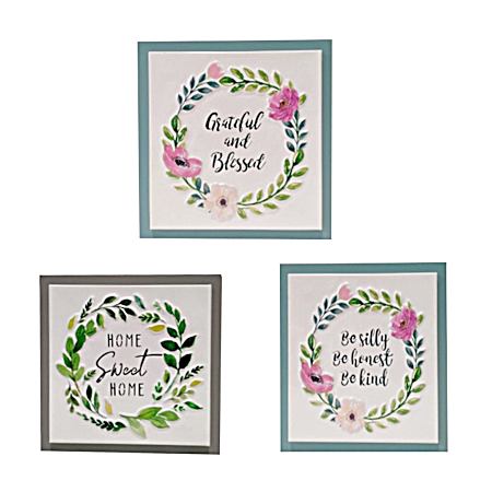 Square Metal & Wood Wreath Wall Art - Assorted