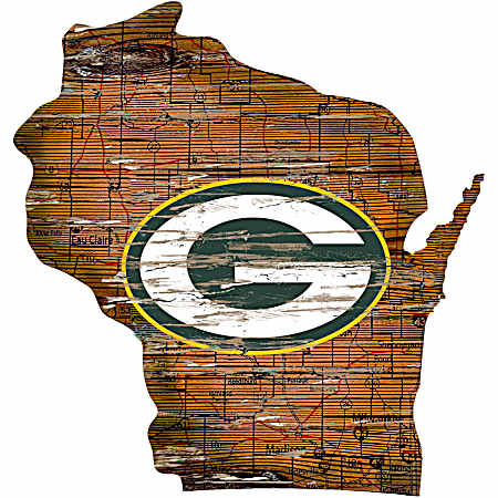 Green Bay Packers Distressed State Map Logo Vintage Sign