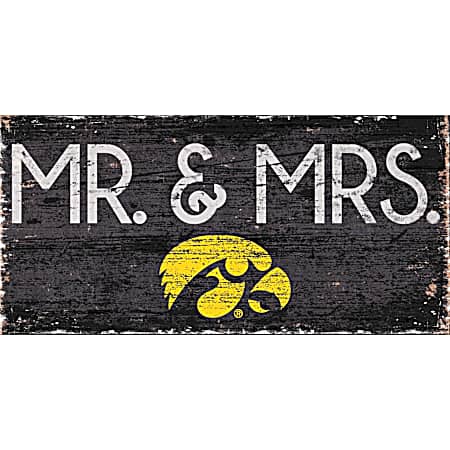 Iowa Hawkeyes Mr & Mrs Distressed Wood Vintage Sign