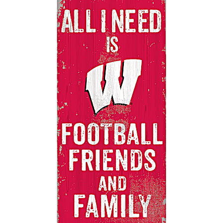 Wisconsin Badgers All I Need Distressed Wood Red Vintage Sign
