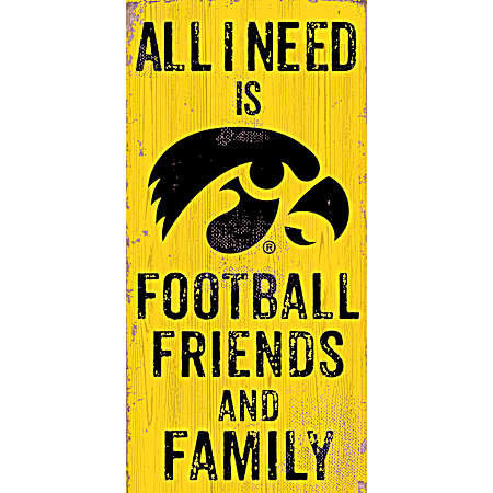 Iowa Hawkeyes All I Need Distressed Wood Yellow Vintage Sign