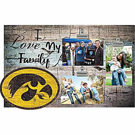 Iowa Hawkeyes 3 Clip Frame Distressed Wood Vintage Sign