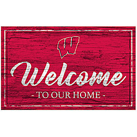 Wisconsin Badgers Team Color 11in x 19 in Welcome Sign
