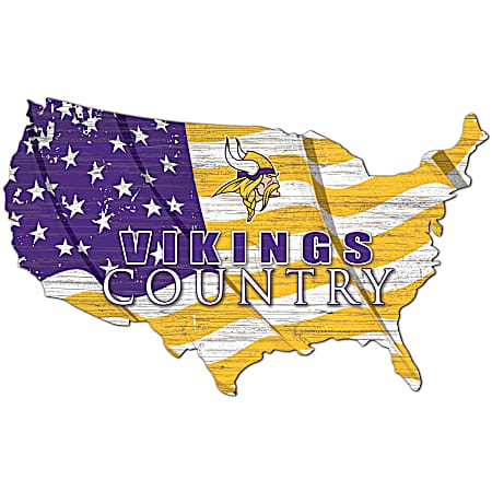 Minnesota Vikings Distressed USA Silhouette Team Sign