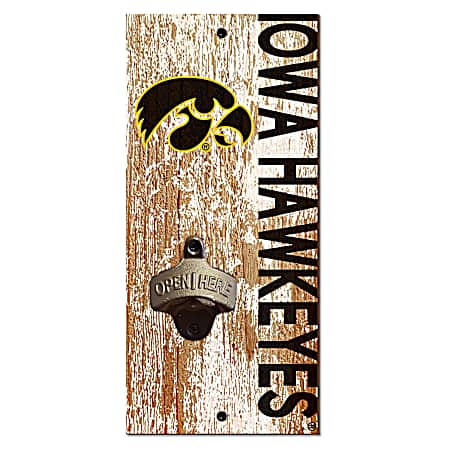 Iowa Hawkeyes Distressed Bottle Opener Sign