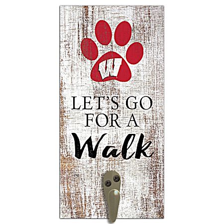 Wisconsin  Badgers Distressed Leash Holder Sign