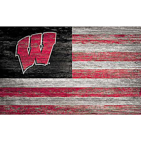 Wisconsin Badgers Distressed Flag Sign