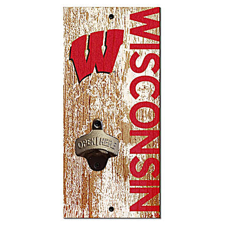 Wisconsin Badgers Distressed Bottle Opener Sign