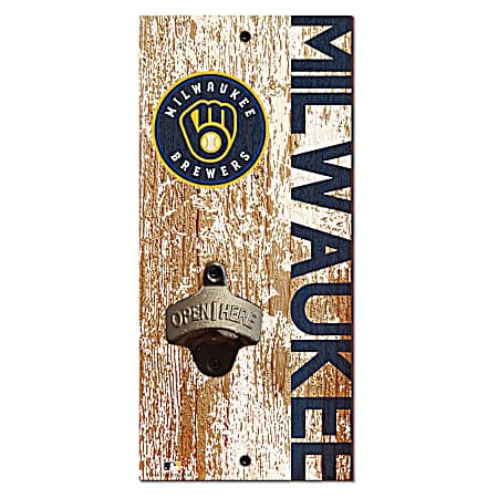 Milwaukee Brewers Distressed Bottle Opener Sign