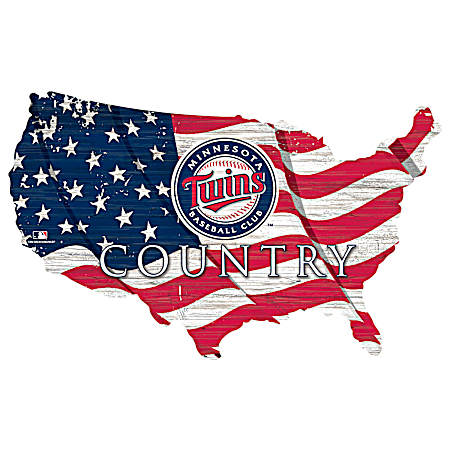 Minnesota Twins Distressed USA Silhouette Team Sign