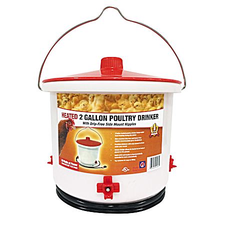 Heated Poultry Waterer w/ Side Mount Nipples