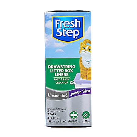 Unscented Drawstring Litter Box Liners - 7 Ct