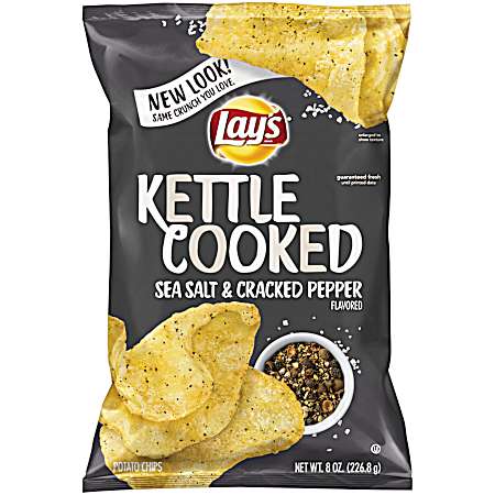 8 oz Kettle Cooked Sea Salt & Cracked Pepper Flavored Potato Chips