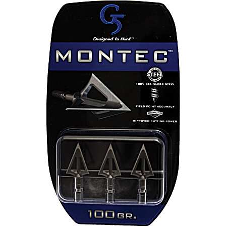 Montec 100 Grain 3-Blade Broadheads - 3 Pk