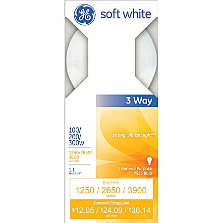 Soft White PS25 100W-200W-300W 3-Way Light Bulb