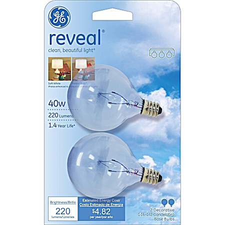 Reveal 40W G16.5 Cand Base Clear