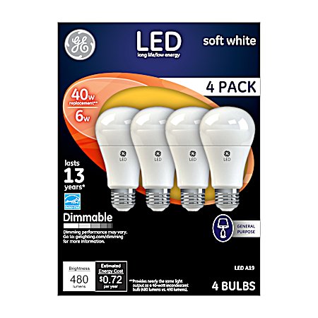 40W LED Soft White Light Bulb - 4 Pk.