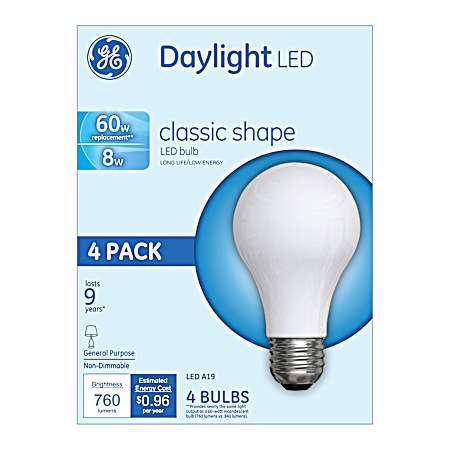 8W LED Day Light Bulb - 4 Pk.