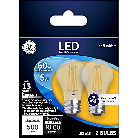 60W LED Soft White Clear Light Bulbs - 2 Pk