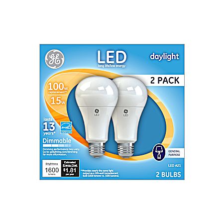 15W A21 LED 5000K Light Bulbs - 4 Pk
