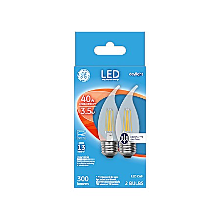 3.5W LED CAM Daylight Clear Bent Tip Decorative Bulbs - 2 Pk