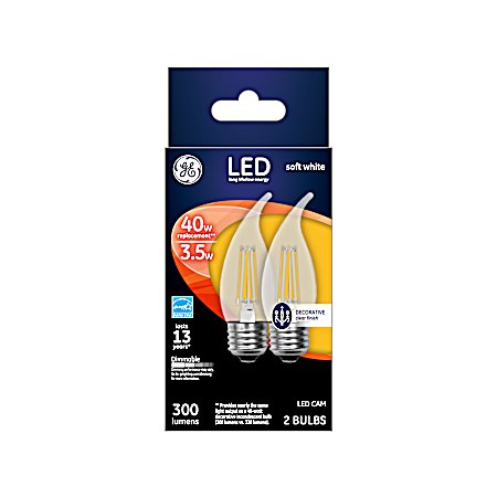 3.5W LED CAM Soft White Clear Bent Tip Decorative Bulbs - 2 Pk