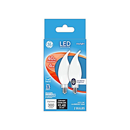 4W LED CAC Daylight Frosted Bent Tip Decorative Bulbs - 2 Pk