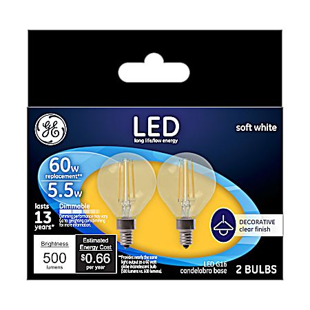 5.5W LED G16 Soft White Clear Hanging Fixtures Light Bulbs - 2 Pk