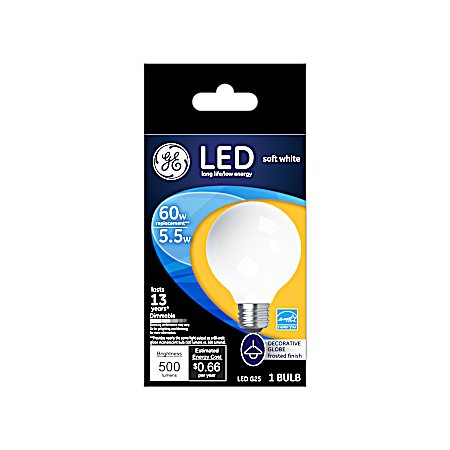 5.5W LED G25 Soft White Frosted Decorative Globe Light Bulb - 1 Pk