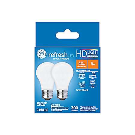 4W Refresh LED A15 Daylight Frosted Ceiling Fan Light Bulbs - 2 Pk