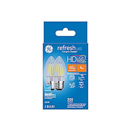 4W Refresh LED BM Daylight Clear Blunt Tip Decorative Bulbs - 2 Pk