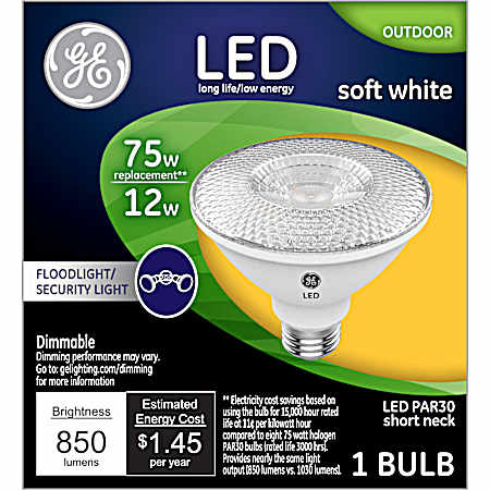 75W Equivalent PAR30 Short Neck LED Soft White Dimmable Outdoor Floodlight
