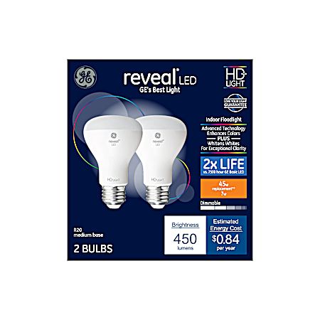 45W Equivalent R20 LED Reveal HD Dimmable Indoor Floodlight - 2 Plk