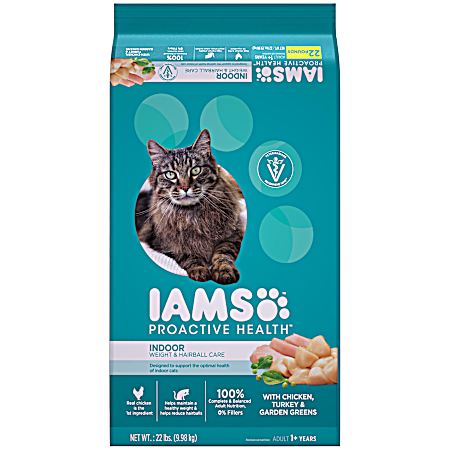 Proactive Health Adult Indoor Weight & Hairball Care Chicken & Turkey Dry Cat Food