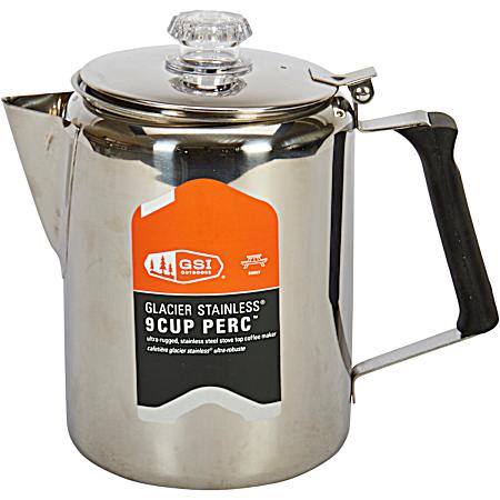 Glacier 9 c Stainless Steel Percolator w/ Silicone Handle