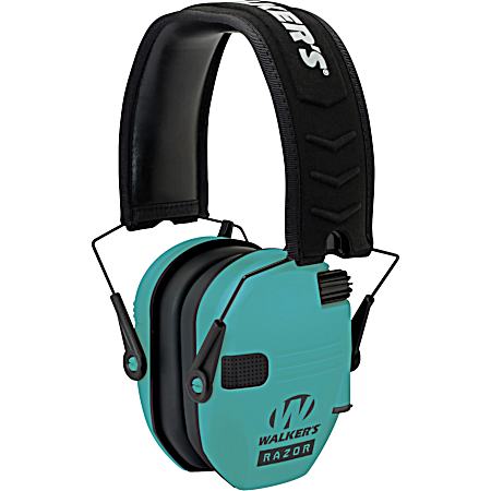 Razor Series Light Teal Slim Folding Shooter Ear Muffs