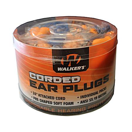 Foam Ear Corded Plugs - 50 Pair Canister
