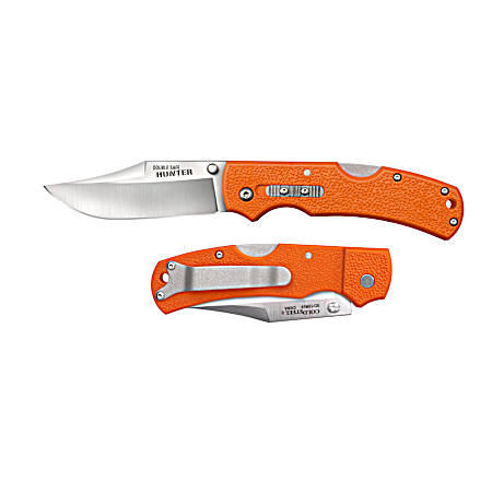 Orange Double Safe Hunting Folding Knife