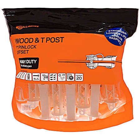 5 in White Multi-Post Pinlock Offset Insulator - 20 Pk
